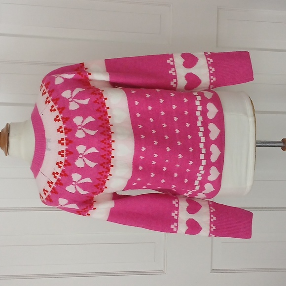 CeCe Heart Bow Fair Isle Sweater - Picture 4 of 7